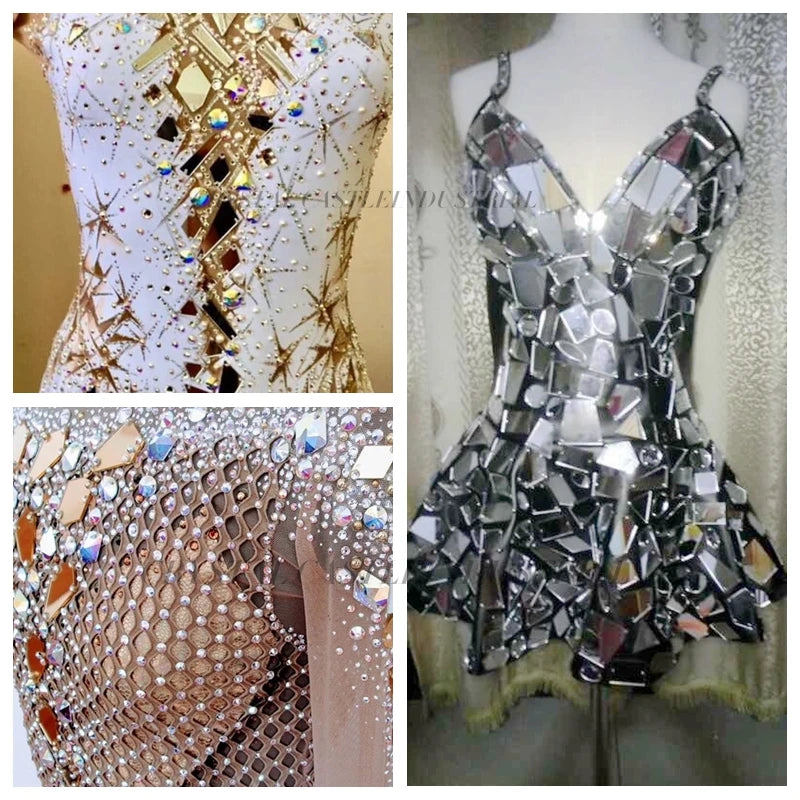 Crystal Castle Shiny Big Size Acrylic Holes Mirror Stones Sew On Strass Latin Dress Dance Wears Flat Rhinestones for Clothing