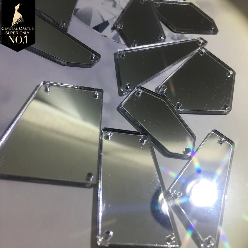 Crystal Castle Shiny Big Size Acrylic Holes Mirror Stones Sew On Strass Latin Dress Dance Wears Flat Rhinestones for Clothing