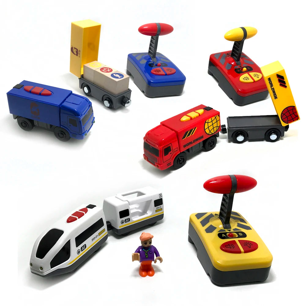 Toy Cars For Boys Remote Control Kids Electric Train Toy Set Compatible With Wooden Track Railway Children's Toys Gifts W01