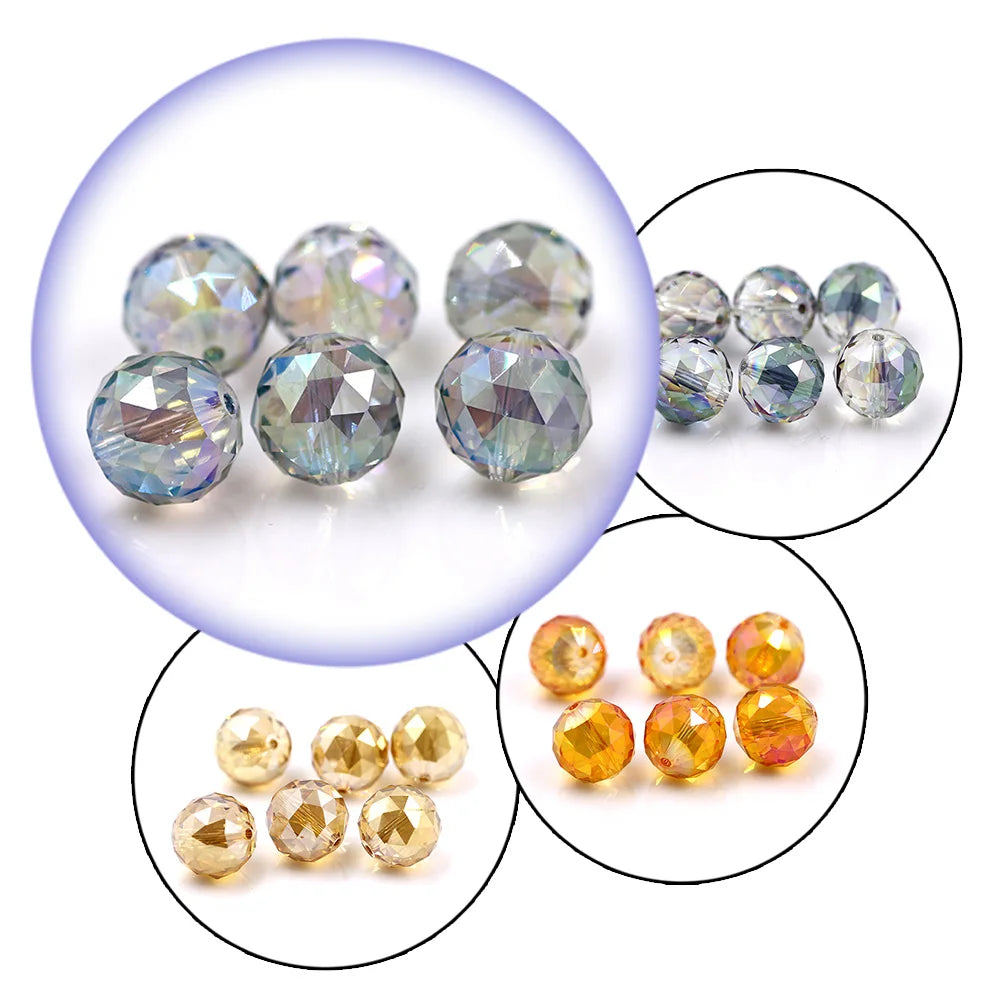 Crystal Beads Jewelry 16mm Glass Round Ball 10pcs/lot Faceted Loose Lampwork Beading For DIY Needlework Accessories