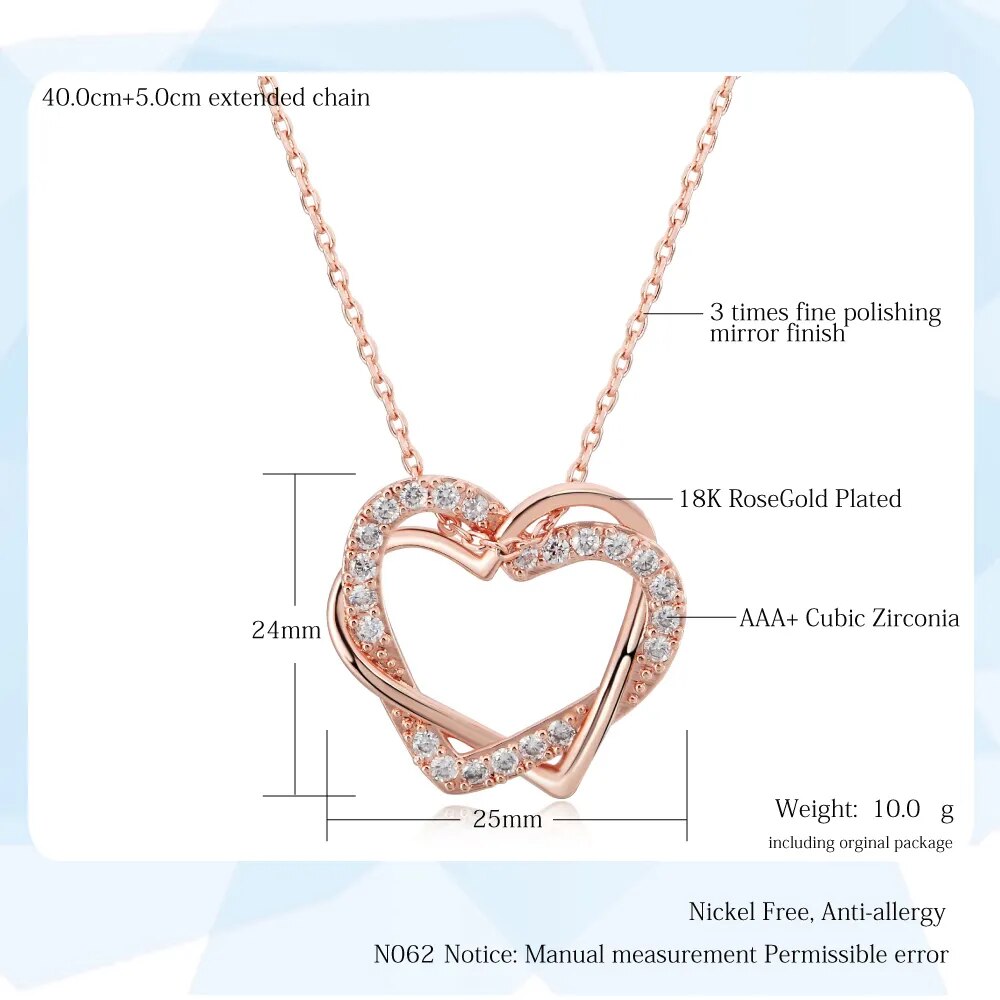 ZHOUYANG Top Quality ZYS007 Rose Gold Color Elegant Hearts Wedding Jewelry Necklace Earrings Set Made with Austrian Crystals