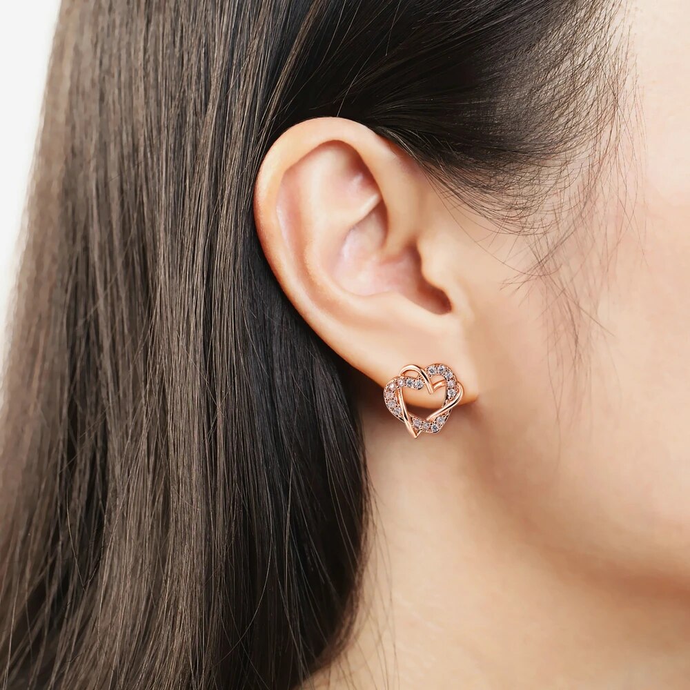 ZHOUYANG Top Quality ZYS007 Rose Gold Color Elegant Hearts Wedding Jewelry Necklace Earrings Set Made with Austrian Crystals