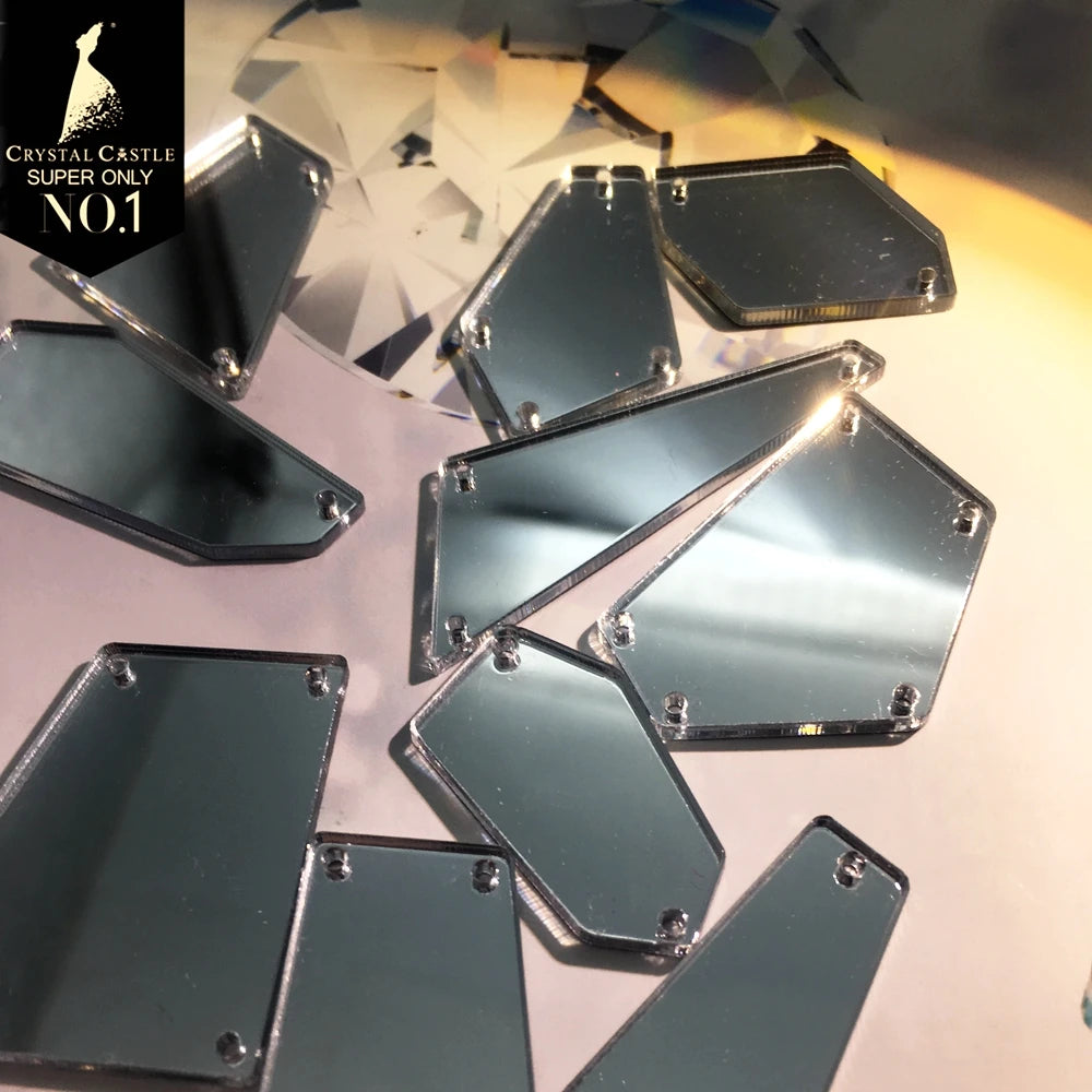 Crystal Castle Shiny Big Size Acrylic Holes Mirror Stones Sew On Strass Latin Dress Dance Wears Flat Rhinestones for Clothing