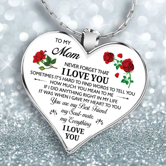 Romantic To My Mom Heart Necklace Epoxy Inspirational Necklaces For Mother Jewelry Birthday Gifts