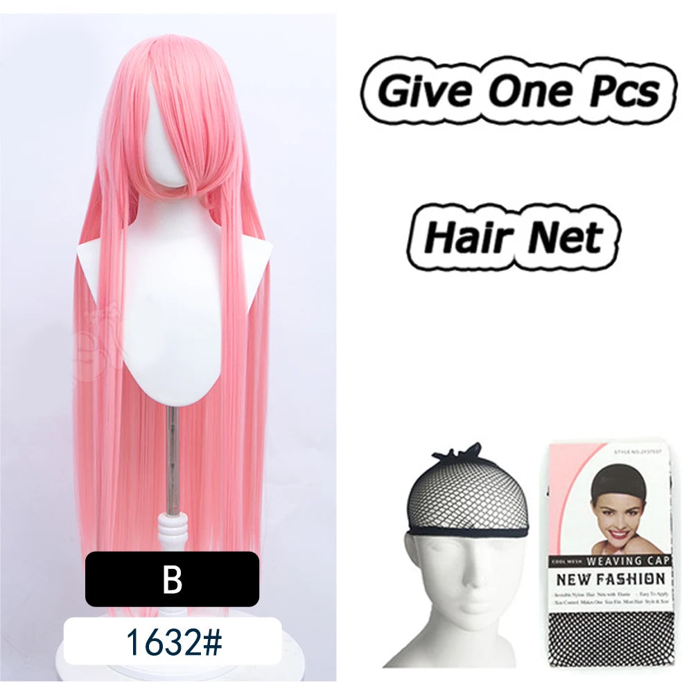 AOSI 100Cm Super Long Straight Synthetic Hair Pink Blonde Colorful Cosplay Wig with Bangs Halloween Lolita Anime Wigs for Women