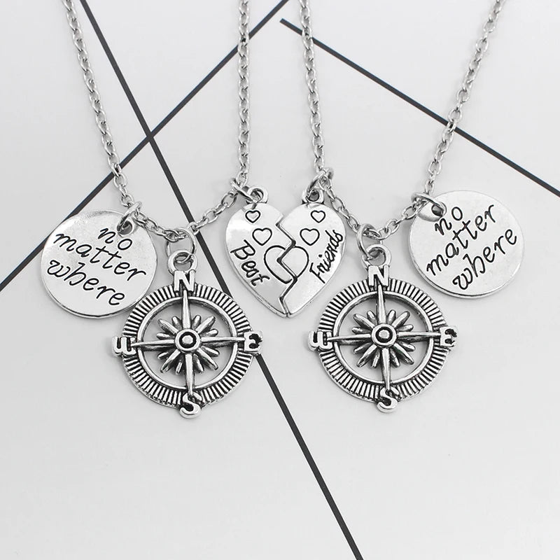 I Love You Best Friends Couple Necklace Jewelry Puzzle BFF Key Lock Tai Chi Heart Pendants Necklaces For Women Men Gift Collier