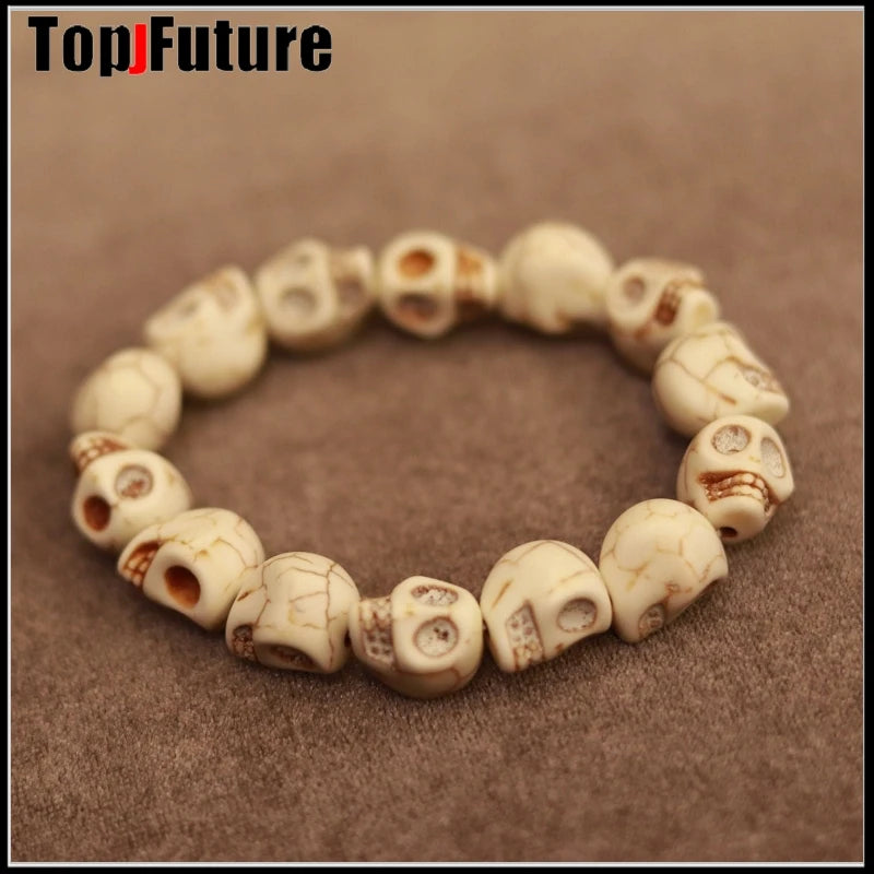 Gothic Lolita Cosplay Harajuku New cool girl skull punk hip hop white black skeleton Turquoise bracelet Halloween Cosplay props