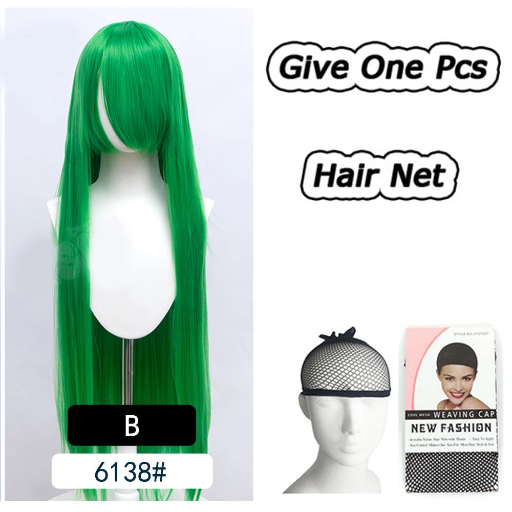 AOSI 100Cm Super Long Straight Synthetic Hair Pink Blonde Colorful Cosplay Wig with Bangs Halloween Lolita Anime Wigs for Women