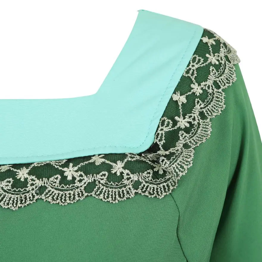 Women Medieval Renaissance Trumpet Sleeve Retro Loor Length Gown Lace Trim Irish Over Long Dress Halloween Costume Plus Size