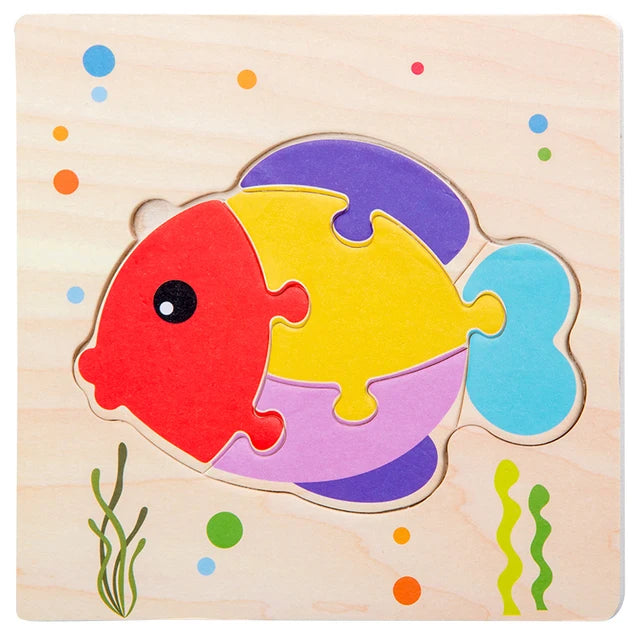 Baby Toys Wooden 3D Puzzle Cartoon Animal Vehicle Wood Jigsaw Puzzles Intelligence Montessori Educational Toys for Children