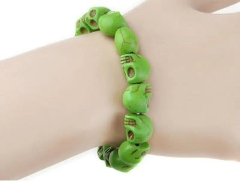 Gothic Lolita Cosplay Harajuku New cool girl skull punk hip hop white black skeleton Turquoise bracelet Halloween Cosplay props