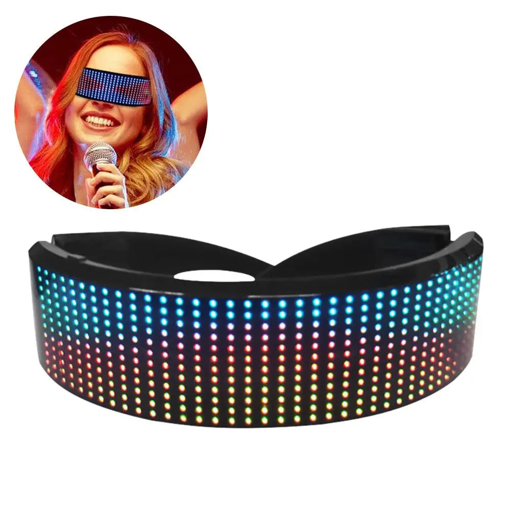Shining LED Glasses Luminous Futuristic Electronic Visor Glasses Bluetooth Light Up Glasses Halloween Bar Performance Prop APP
