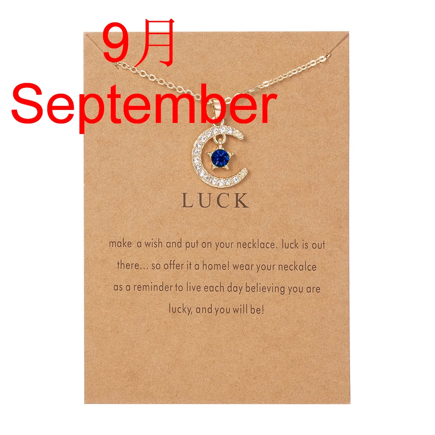 Fashion Personality Birthstone Moon Star Crystal Pendant Necklace for Women Clavicle Chain Choker Birthday Party Jewelry Gift