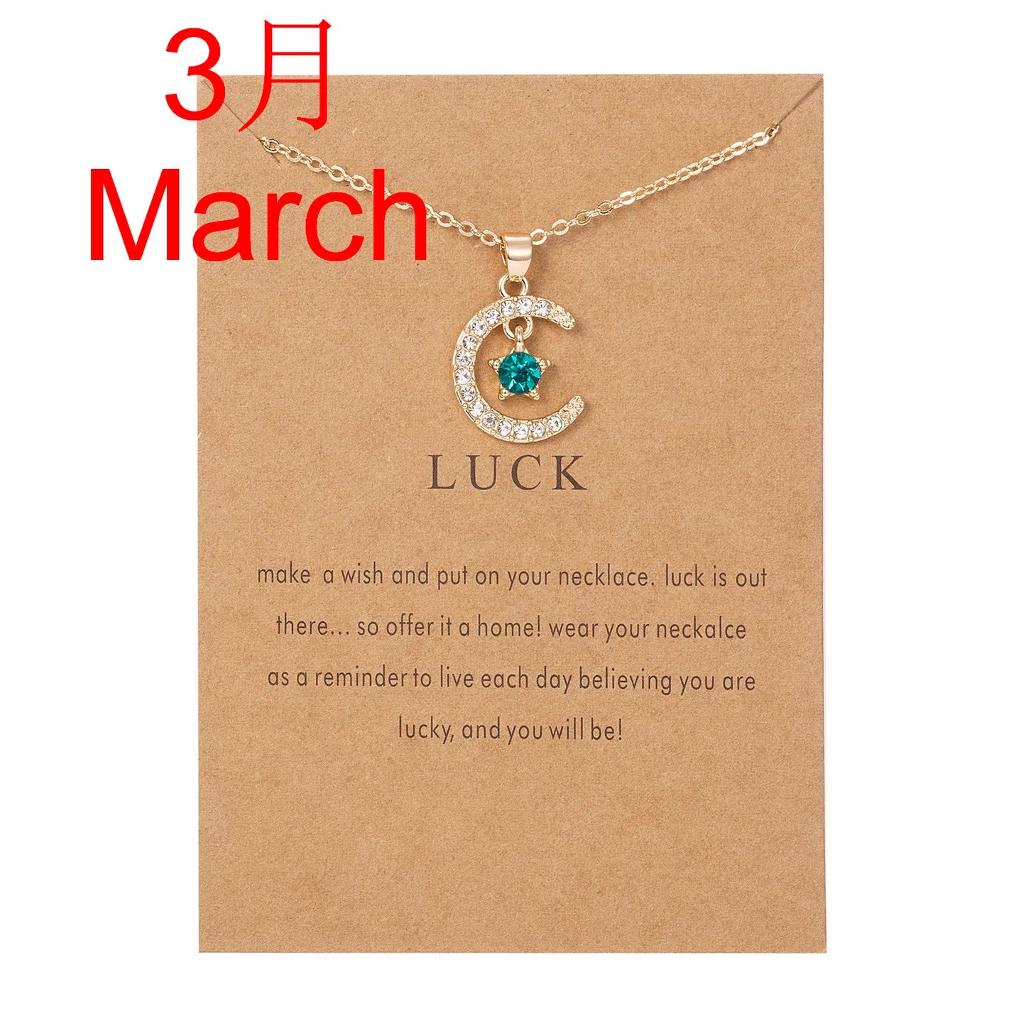 Fashion Personality Birthstone Moon Star Crystal Pendant Necklace for Women Clavicle Chain Choker Birthday Party Jewelry Gift