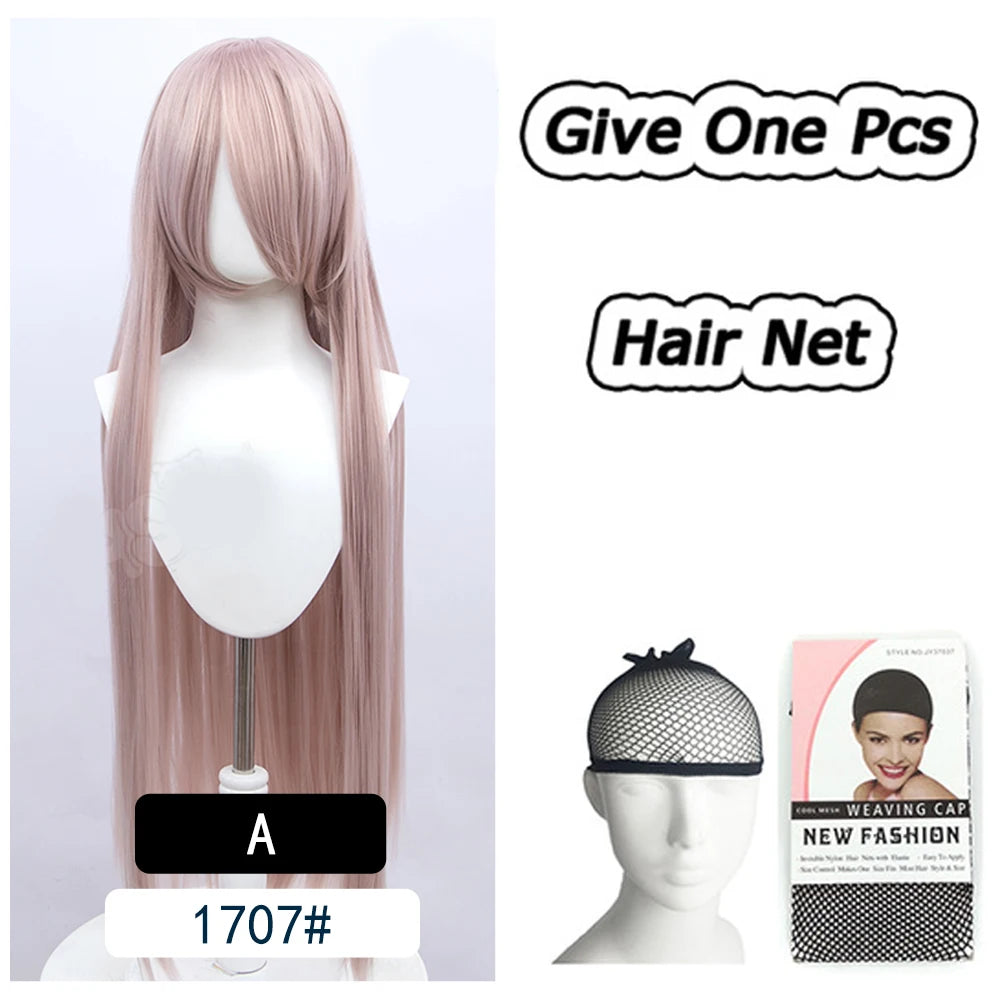 AOSI 100Cm Super Long Straight Synthetic Hair Pink Blonde Colorful Cosplay Wig with Bangs Halloween Lolita Anime Wigs for Women