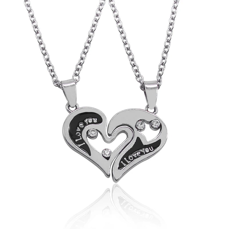 I Love You Best Friends Couple Necklace Jewelry Puzzle BFF Key Lock Tai Chi Heart Pendants Necklaces For Women Men Gift Collier