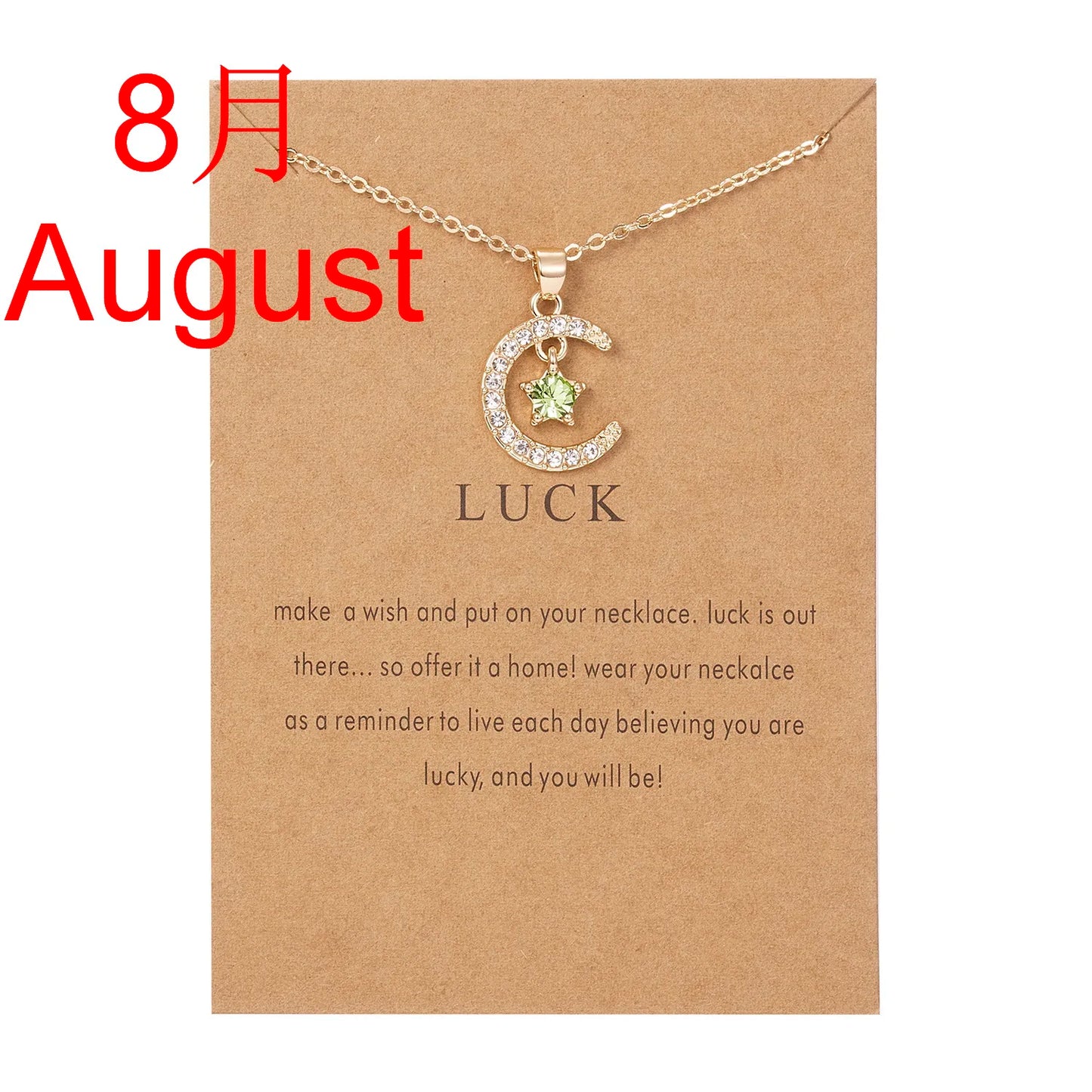 Fashion Personality Birthstone Moon Star Crystal Pendant Necklace for Women Clavicle Chain Choker Birthday Party Jewelry Gift
