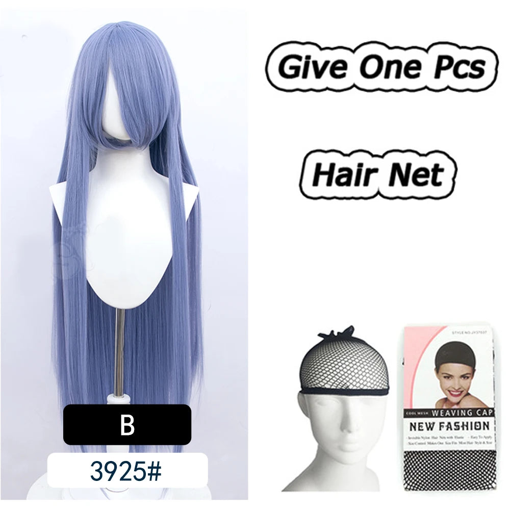 AOSI 100Cm Super Long Straight Synthetic Hair Pink Blonde Colorful Cosplay Wig with Bangs Halloween Lolita Anime Wigs for Women