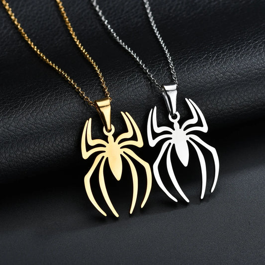 Spider Pendant Round Chain Necklace | Stainless Steel Halloween Jewelry for Women & Men