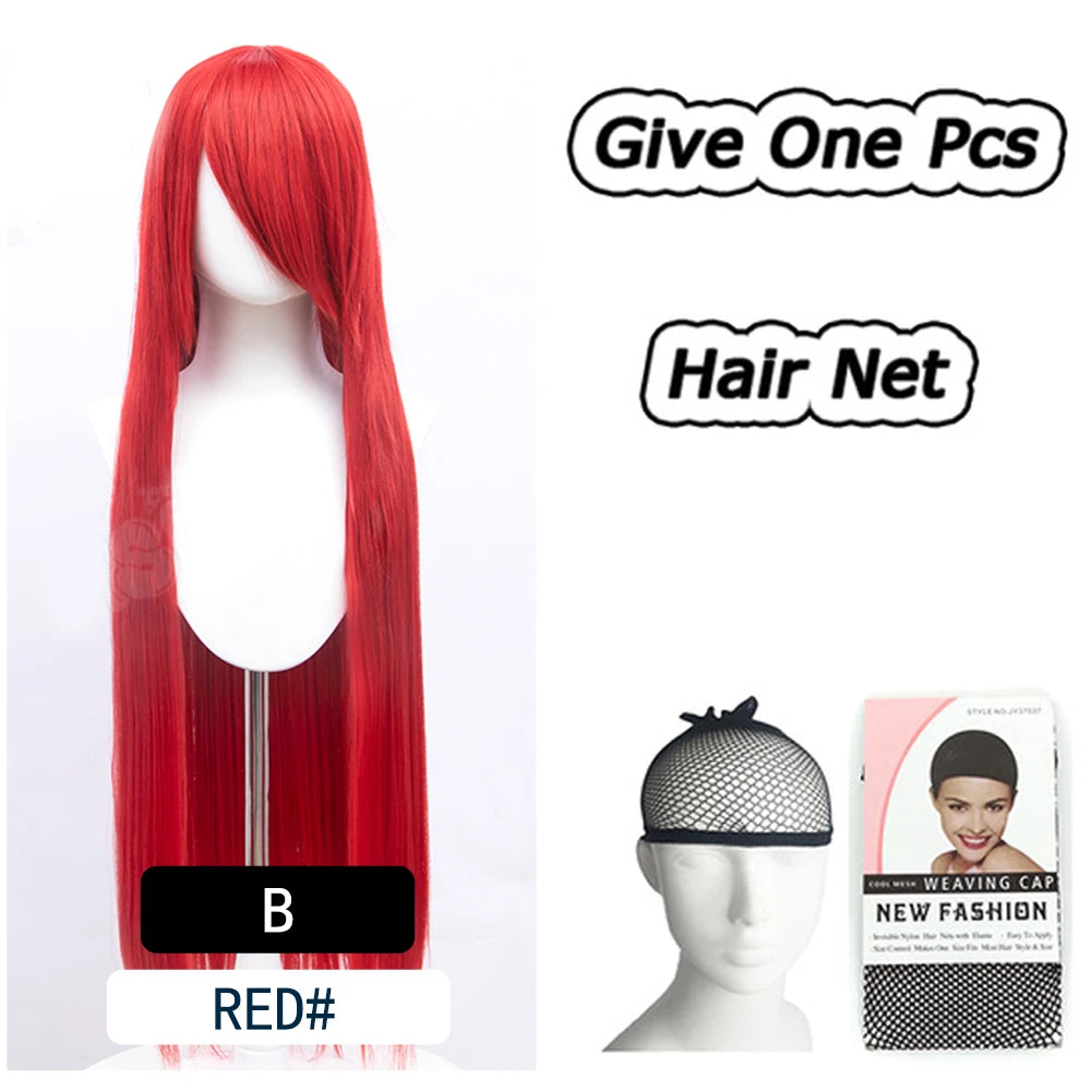 AOSI 100Cm Super Long Straight Synthetic Hair Pink Blonde Colorful Cosplay Wig with Bangs Halloween Lolita Anime Wigs for Women