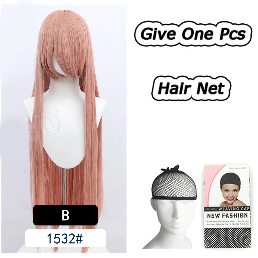AOSI 100Cm Super Long Straight Synthetic Hair Pink Blonde Colorful Cosplay Wig with Bangs Halloween Lolita Anime Wigs for Women
