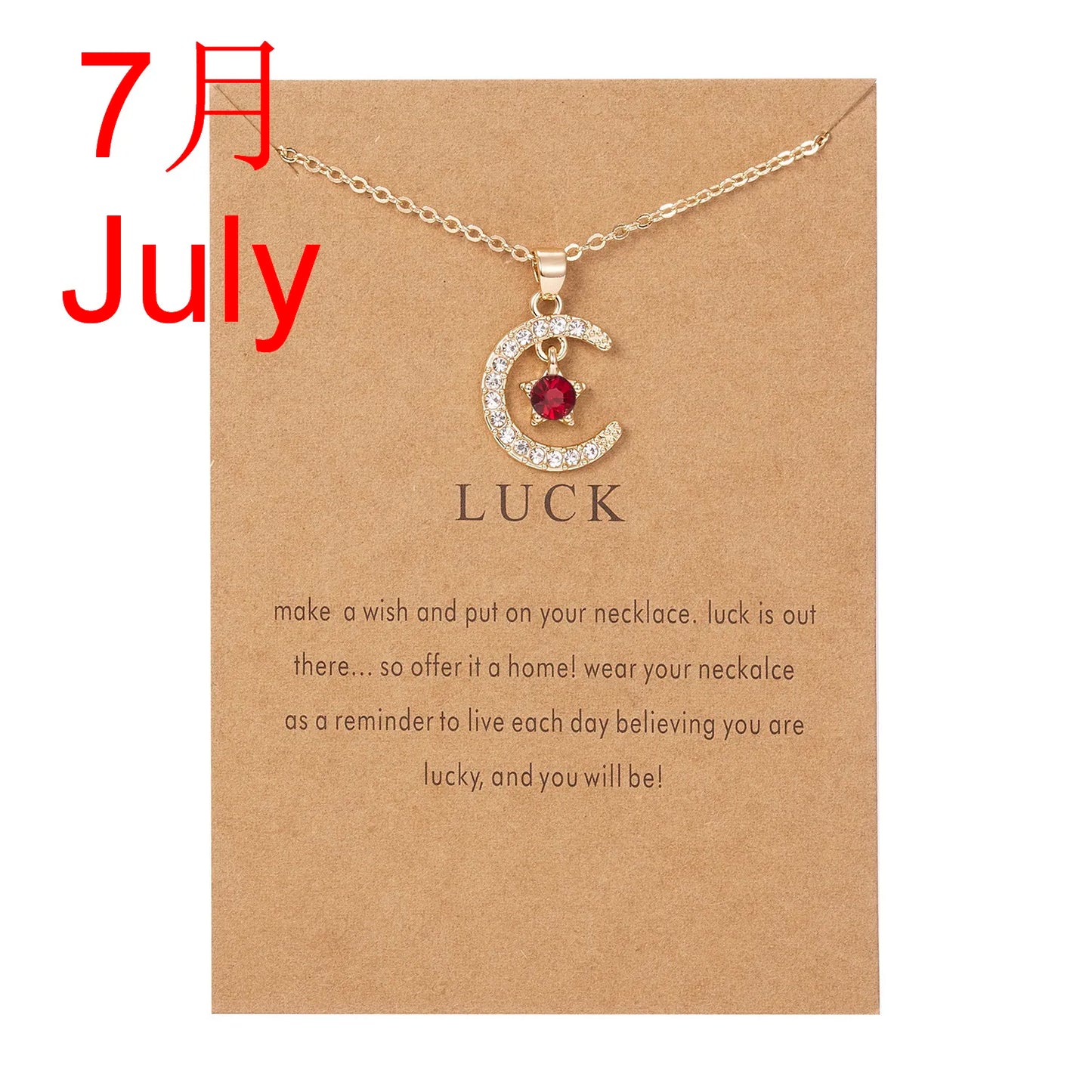 Fashion Personality Birthstone Moon Star Crystal Pendant Necklace for Women Clavicle Chain Choker Birthday Party Jewelry Gift