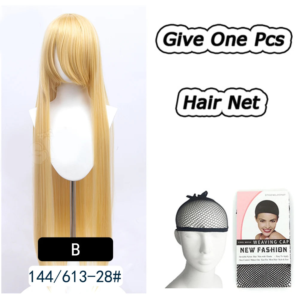 AOSI 100Cm Super Long Straight Synthetic Hair Pink Blonde Colorful Cosplay Wig with Bangs Halloween Lolita Anime Wigs for Women