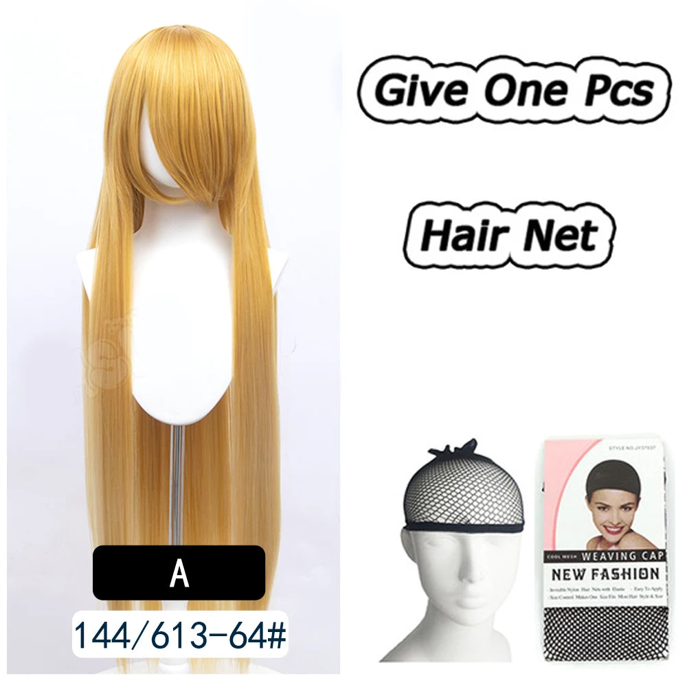 AOSI 100Cm Super Long Straight Synthetic Hair Pink Blonde Colorful Cosplay Wig with Bangs Halloween Lolita Anime Wigs for Women