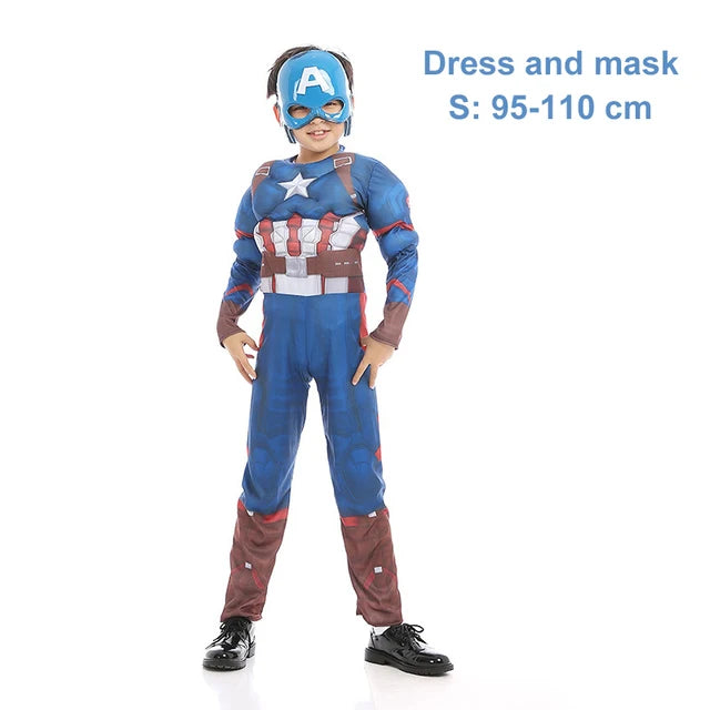 The Avengers Captain America Costume Child Cosplay Super Hero Halloween Role Play Led Shield Mask Sword Launcher Toys For Kids