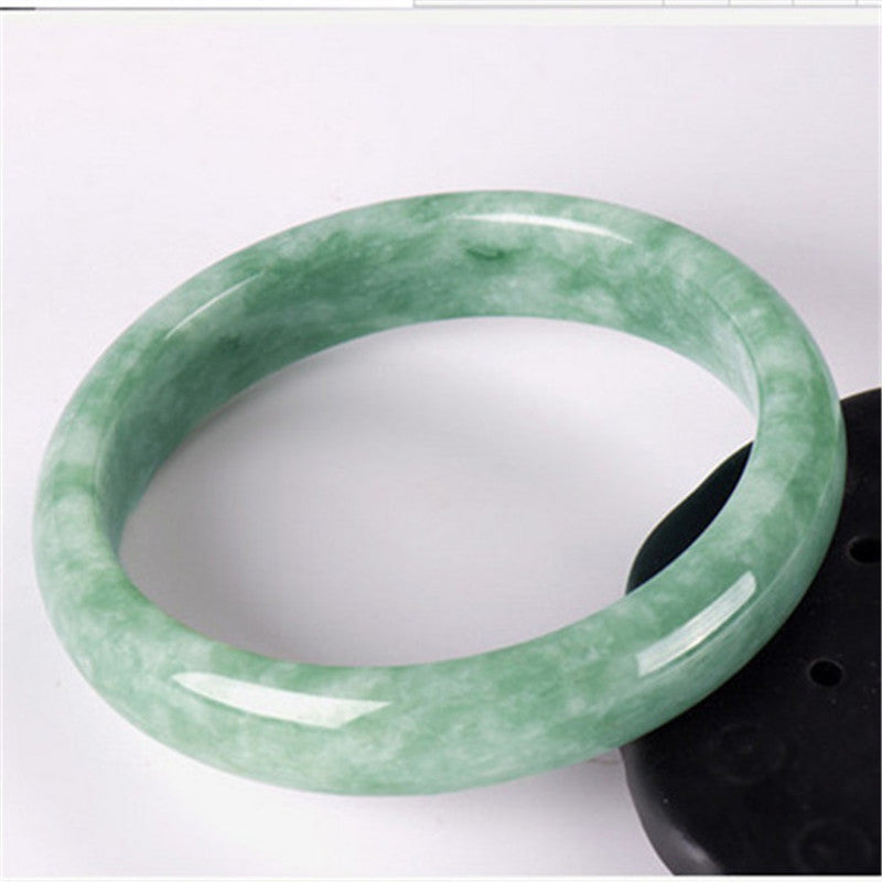 Genuine Natural White Green Jade Bangle Bracelet Chinese Hand-Carved Fashion Charm Jewelry Accessories Amulet Gifts Men Women
