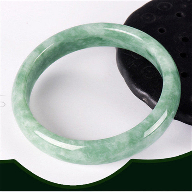 Genuine Natural White Green Jade Bangle Bracelet Chinese Hand-Carved Fashion Charm Jewelry Accessories Amulet Gifts Men Women