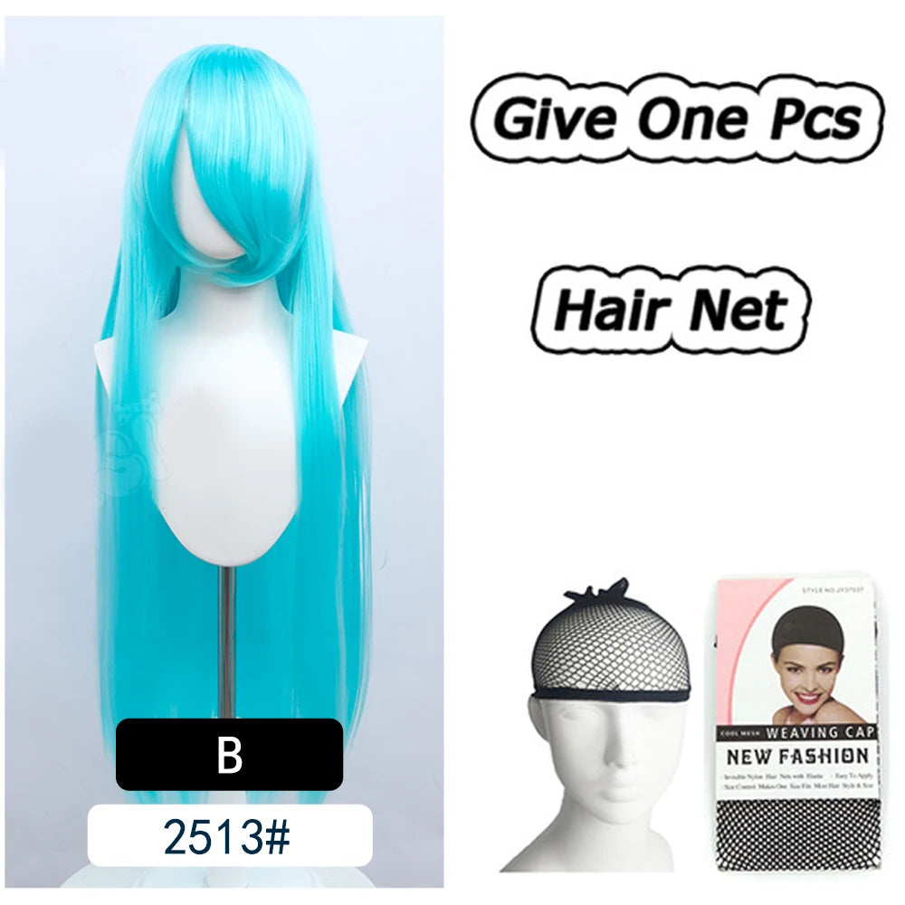 AOSI 100Cm Super Long Straight Synthetic Hair Pink Blonde Colorful Cosplay Wig with Bangs Halloween Lolita Anime Wigs for Women