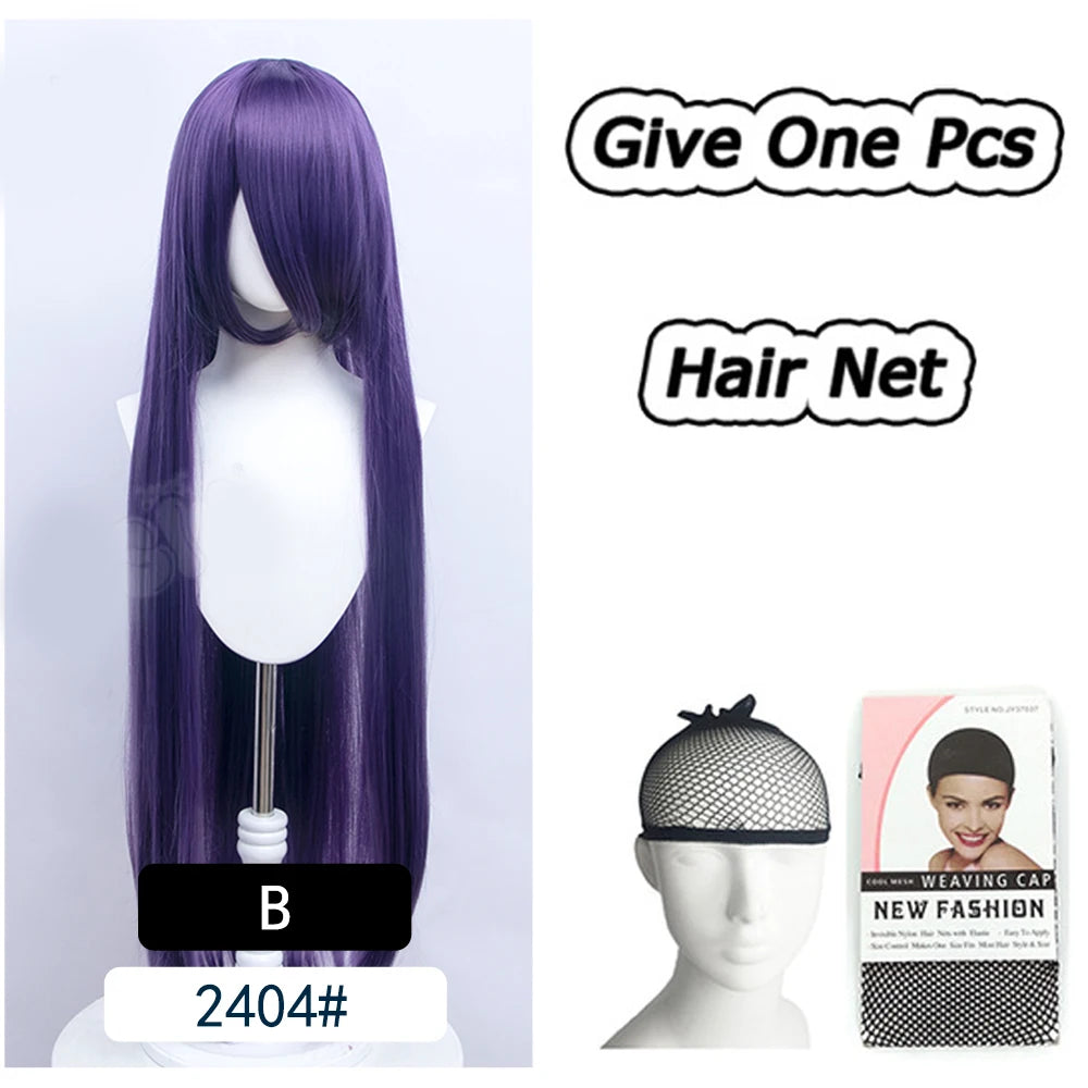 AOSI 100Cm Super Long Straight Synthetic Hair Pink Blonde Colorful Cosplay Wig with Bangs Halloween Lolita Anime Wigs for Women