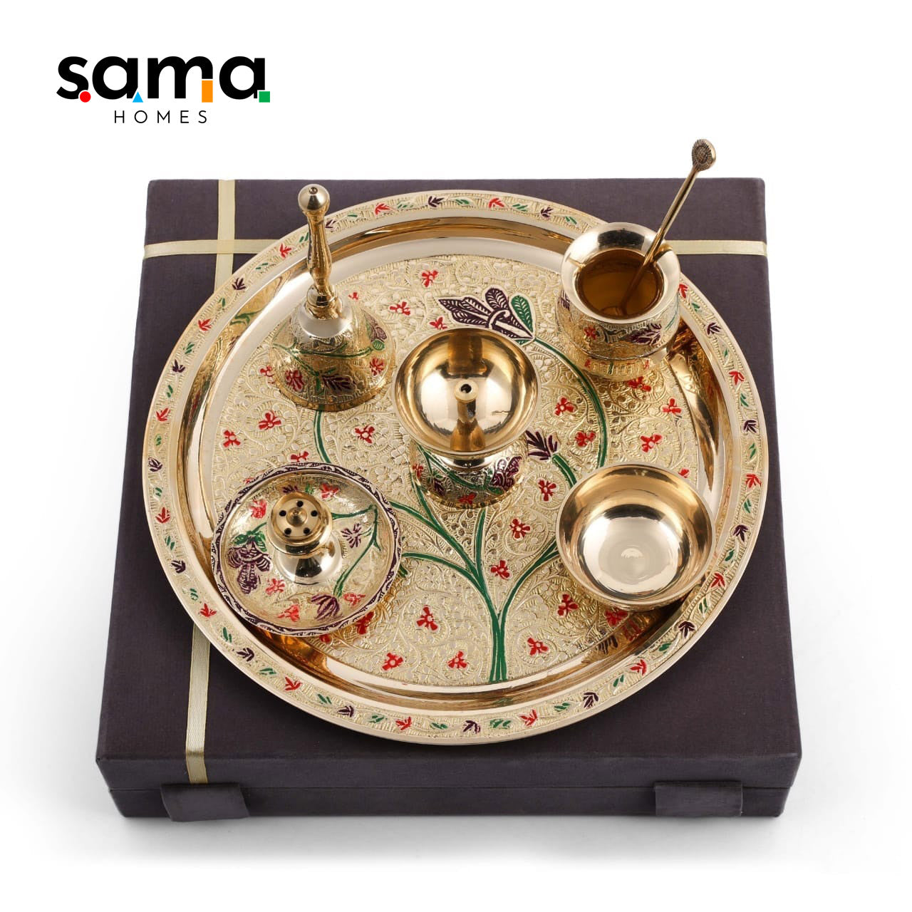 Exclusive Pooja Thali Set with Hand Painted Set of 8