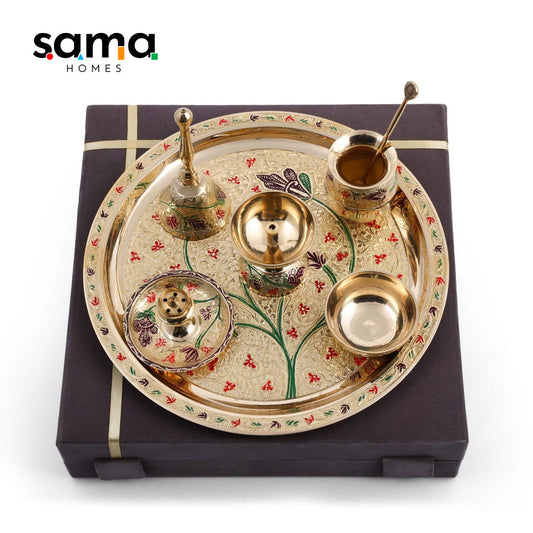 Exclusive Pooja Thali Set with Hand Painted Set of 8