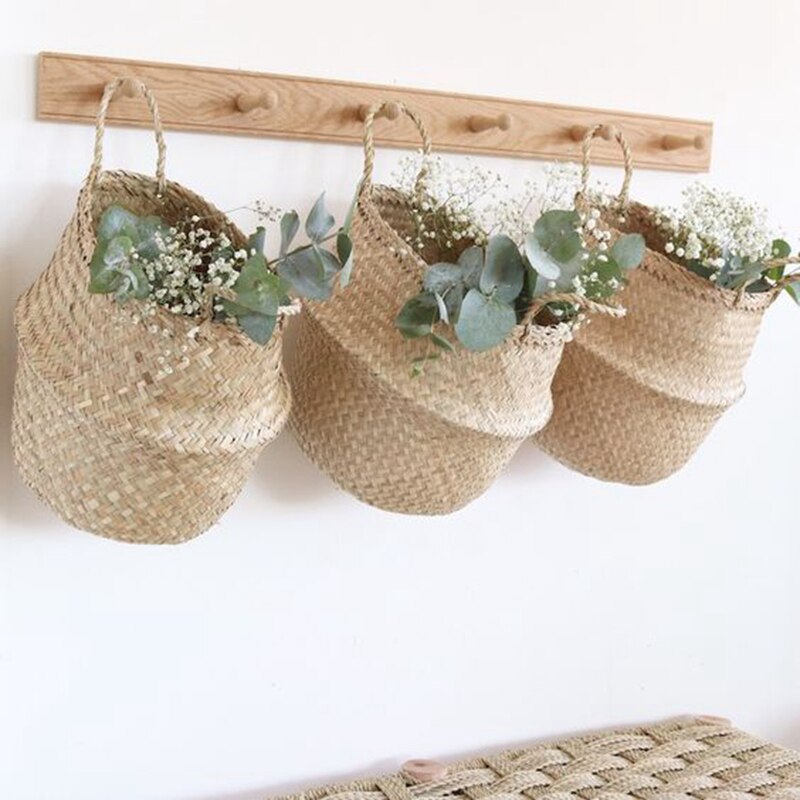LuanQI Wicker Storage Basket  Flower Baskets Potted Plant Laundry