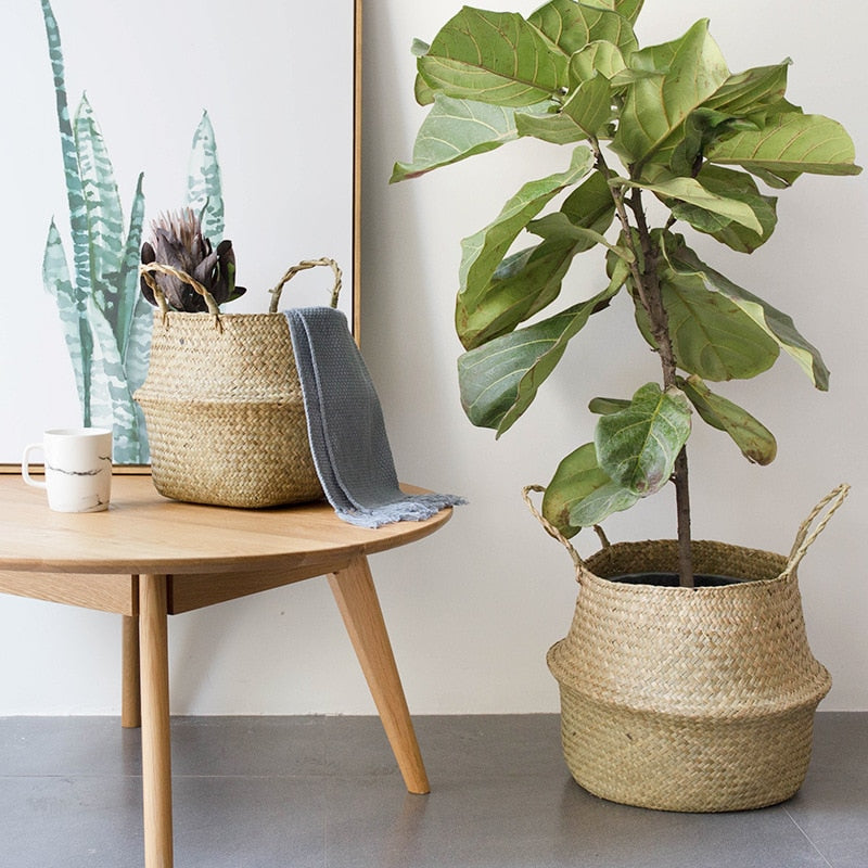LuanQI Wicker Storage Basket  Flower Baskets Potted Plant Laundry