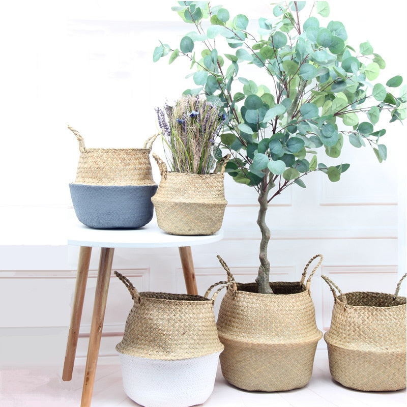 LuanQI Wicker Storage Basket  Flower Baskets Potted Plant Laundry