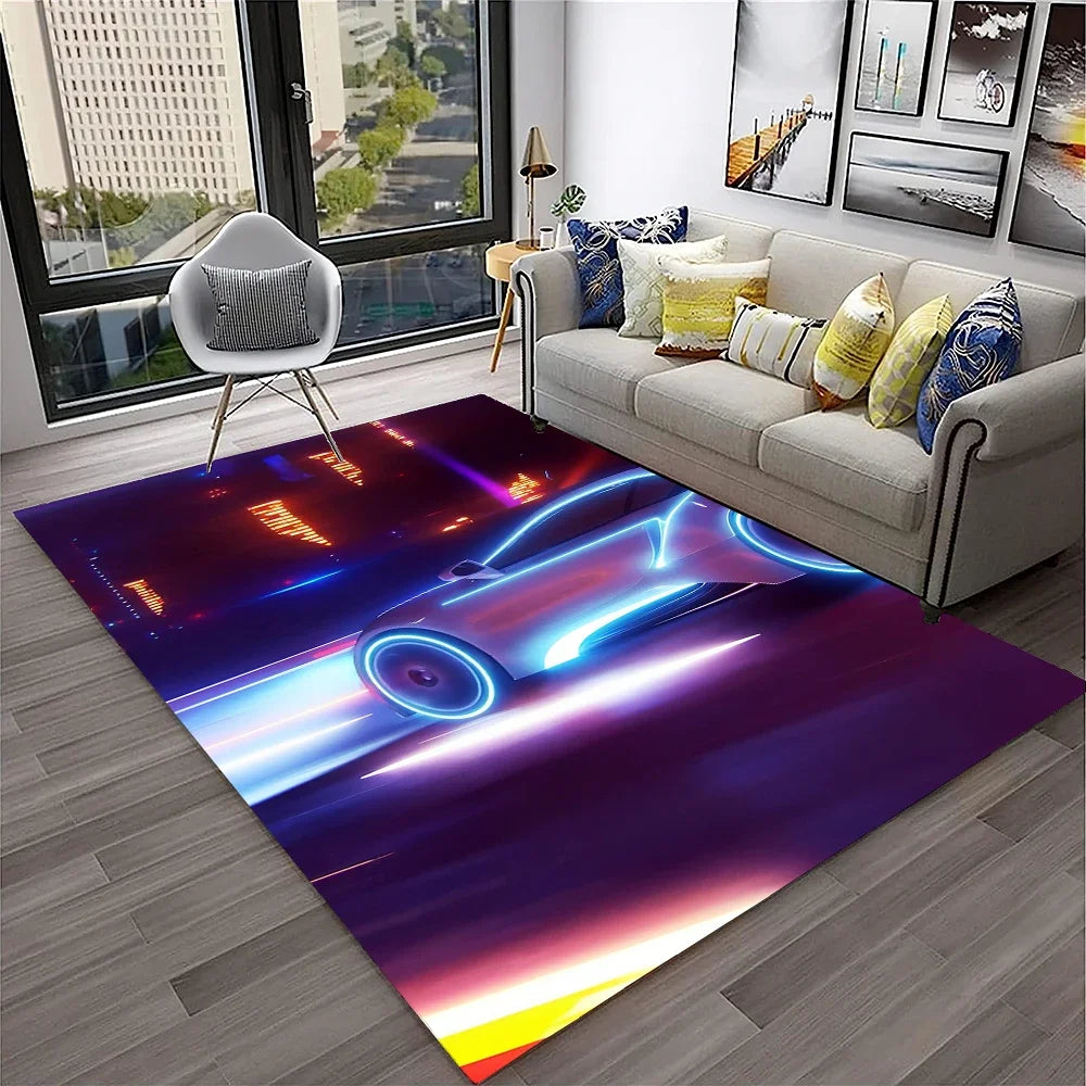 Racing Car Sports Car Carpet Rug for Home Living Room Bedroom Playroom Sofa Doormat Decor,Kids Game Area Rug Non-slip Floor Mat