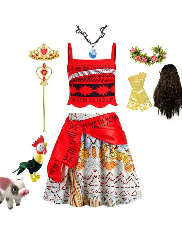 Princess Dress Girl Moana Costume Kids Beach Birthday Party Girls Halloween Outfits
