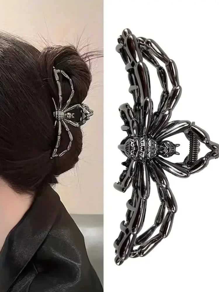 1pc Spider Hair Clip Black Spider Claw Clip Large Metal Hair Claw Clips For Women Halloween Hair Accessories Hair Jaw Clips Nons