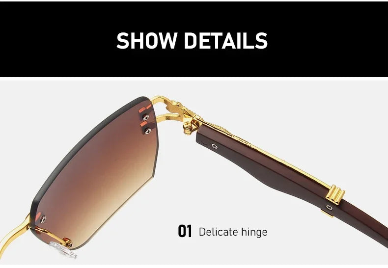 Rimless Square Leopard Frame Outdoor Sunglasses For Man Designer Gradient Sun Glasses Woman Fashion Vintage Luxury Eyewear