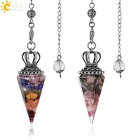 Healing Spiritual Crystal Pendulum Reiki Natural Stone Pendant Cone Penulum Pendulos for Dowsing Divination Healing Jewelry S962