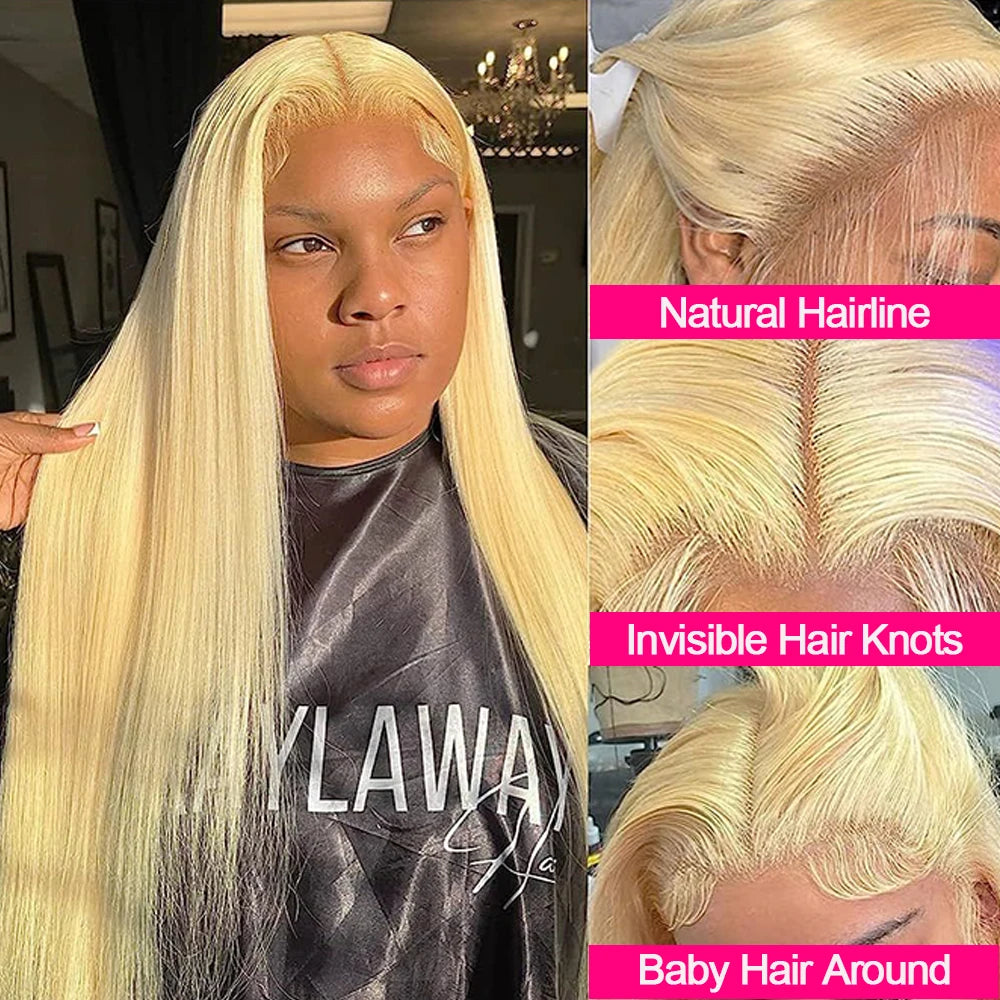 Blonde 613 13x4 Lace Frontal Human Hair Straight Transparent Lace Front Closure Pre Plucked With Baby Hair Brazilian Remy Hair