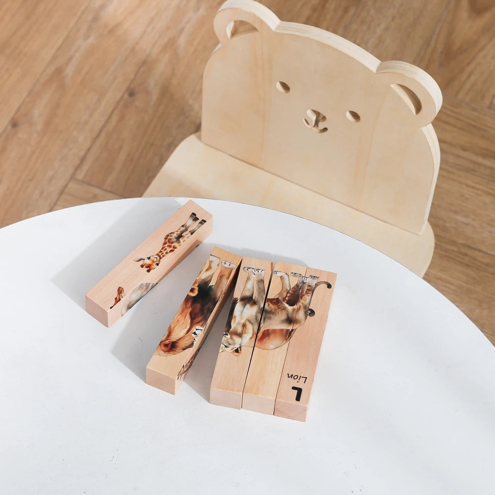 Wooden Block Baby Toys Wooden Children's Educational Toys Animal Matching Puzzle toddler Toys 3 Year Old Game Baby Games 2 Years