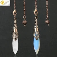 Healing Spiritual Crystal Pendulum Reiki Natural Stone Pendant Cone Penulum Pendulos for Dowsing Divination Healing Jewelry S962