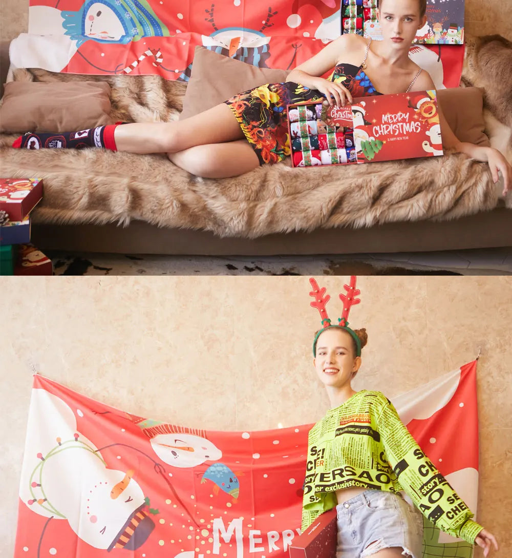 Men Women Socks Lover Christmas Halloween Celebrate Santa Elk Gift Party Biscuits Snow Happy Funny Tide Cotton Socks EU38-46