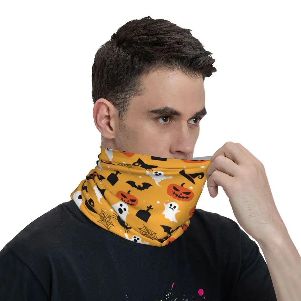 Custom Halloween Vampire Bats Winter Headband Neck Warmer Women Men Hiking Running Tube Scarf Face Bandana Gaiter
