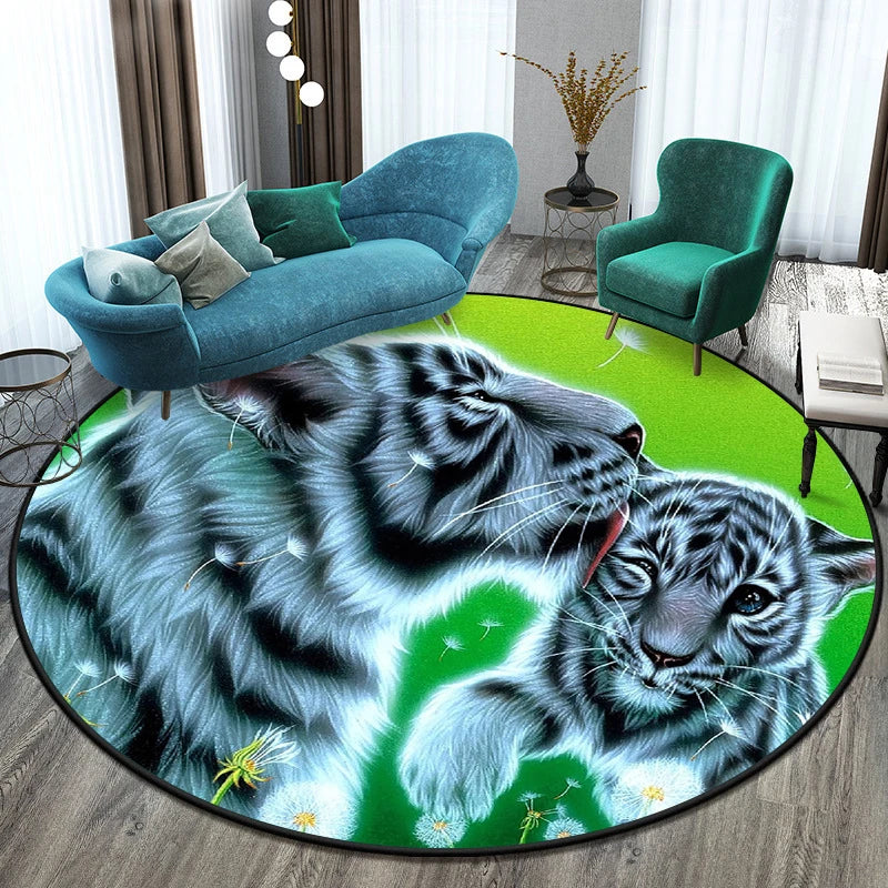 Tiger Round Rug Floor Mats Living Room Rugs Kids  Decor Gifts Restroom     Prayer  Area
