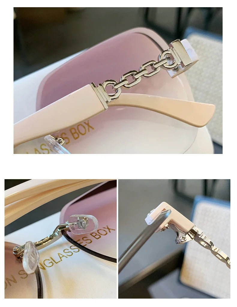 New Square Sunglasses Women Beautiful Brand Designer Colorful Sun Glasses Female Rimless Round Outdoor Eyewear